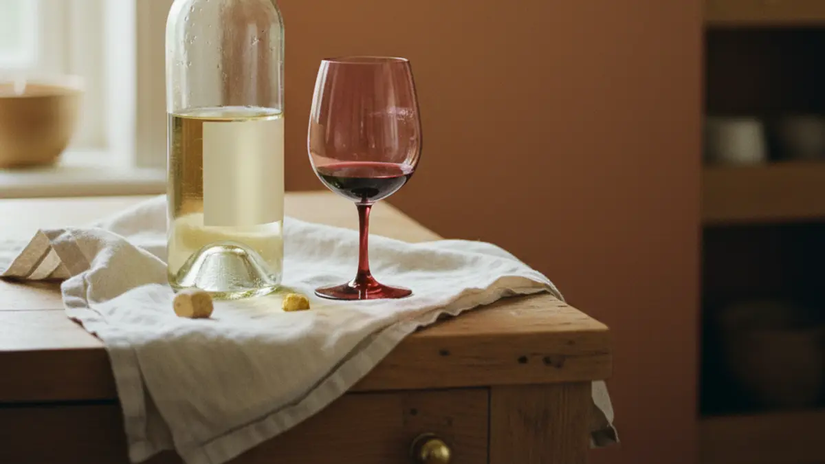 Hand sealing a half-full white wine bottle with a vacuum stopper